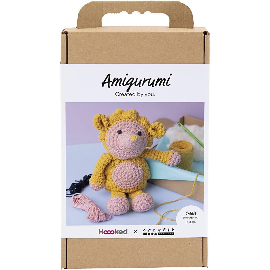 Craft Kit Amigurumi, Hedgehog, Light Rose, Warm Yellow, 1 Pack
