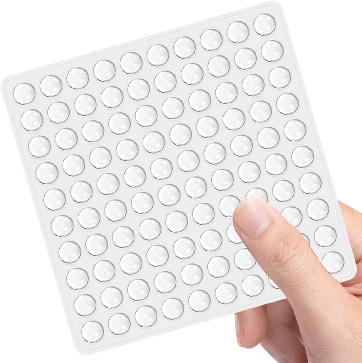 Skypearll Round Door Handle Bumper, Self-Adhesive Geometry Door Protector Knob Shield Rubber Buffer Crash Pads Door Stoppers for Furniture Glass Table Home Office White Pack (100-White)