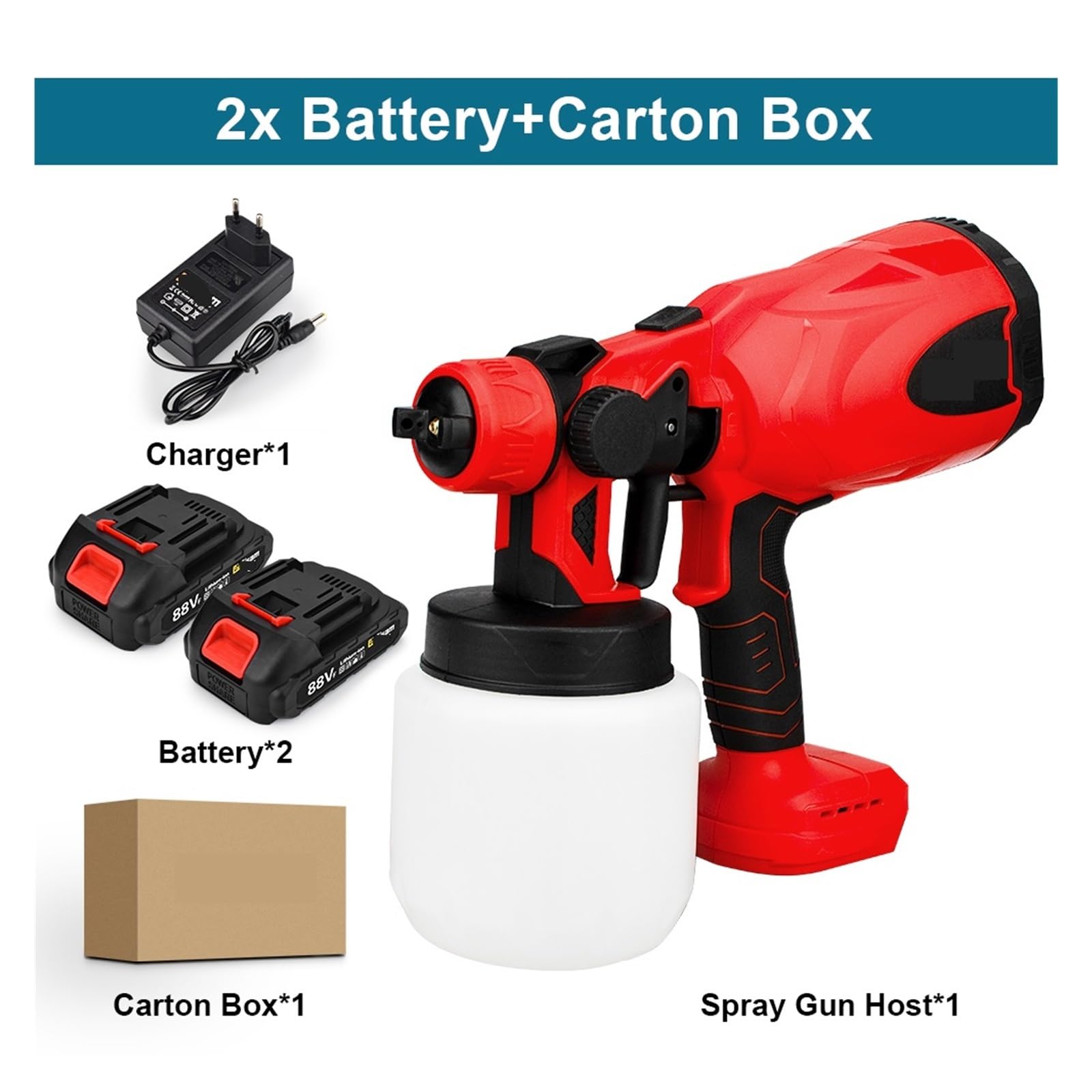 Pistola per verniciare, Pistola a spruzzo elettrica senza fili da 800ML spruzzatore di vernice portatile grafo con rivestimento in acciaio for mobili automatico compatibile con batteria da 18V(2 Batte