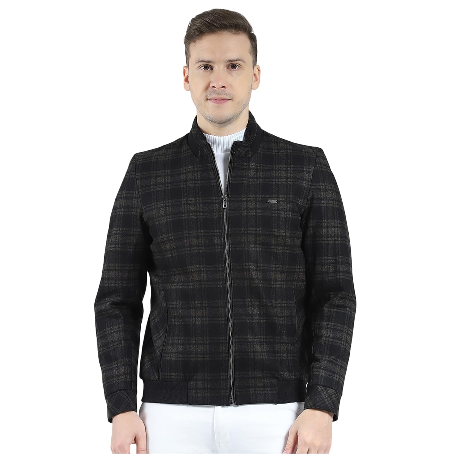 monte carlo Men's Checkered Winter Jacket | Regular Fit | Full Sleeve Coat with Mock Neck & Zipper Closure For Men's-picture-44