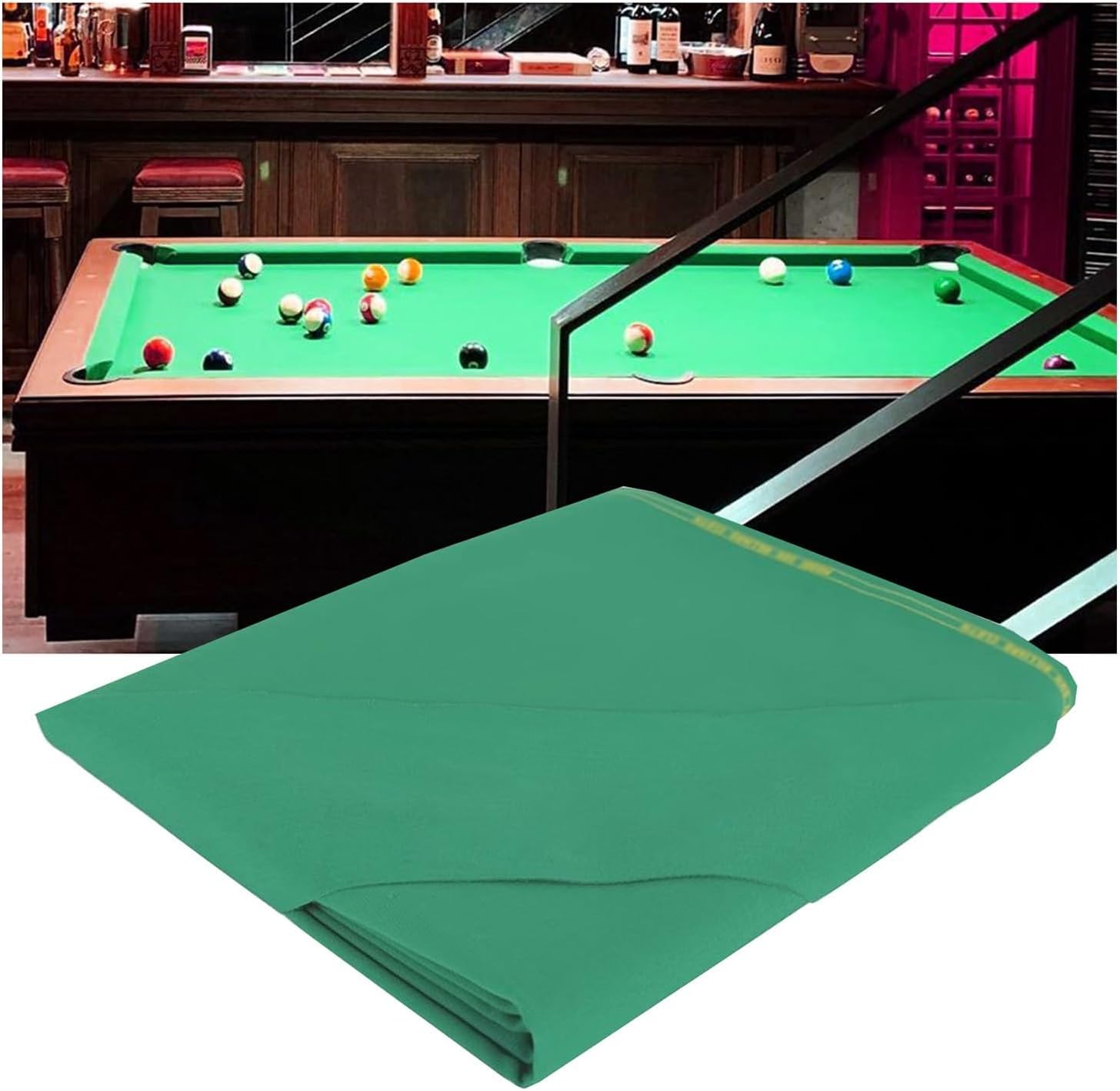 VUIKLCty Snooker Table Cloth (including 6 Edge Strips), Suitable For Home Or Pub Games Rooms(Green)