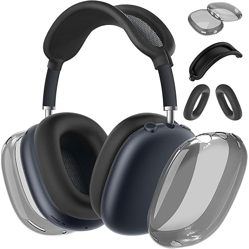 for AirPods Max case Cover(2024/2020),Anti-Scratch Ear Pad Case Cover/Ear Cups Cover/Headband Cover for AirPods Max(USB-C/Lightning). Clear Soft TPU and Silicone,Skin Scratch Proof.