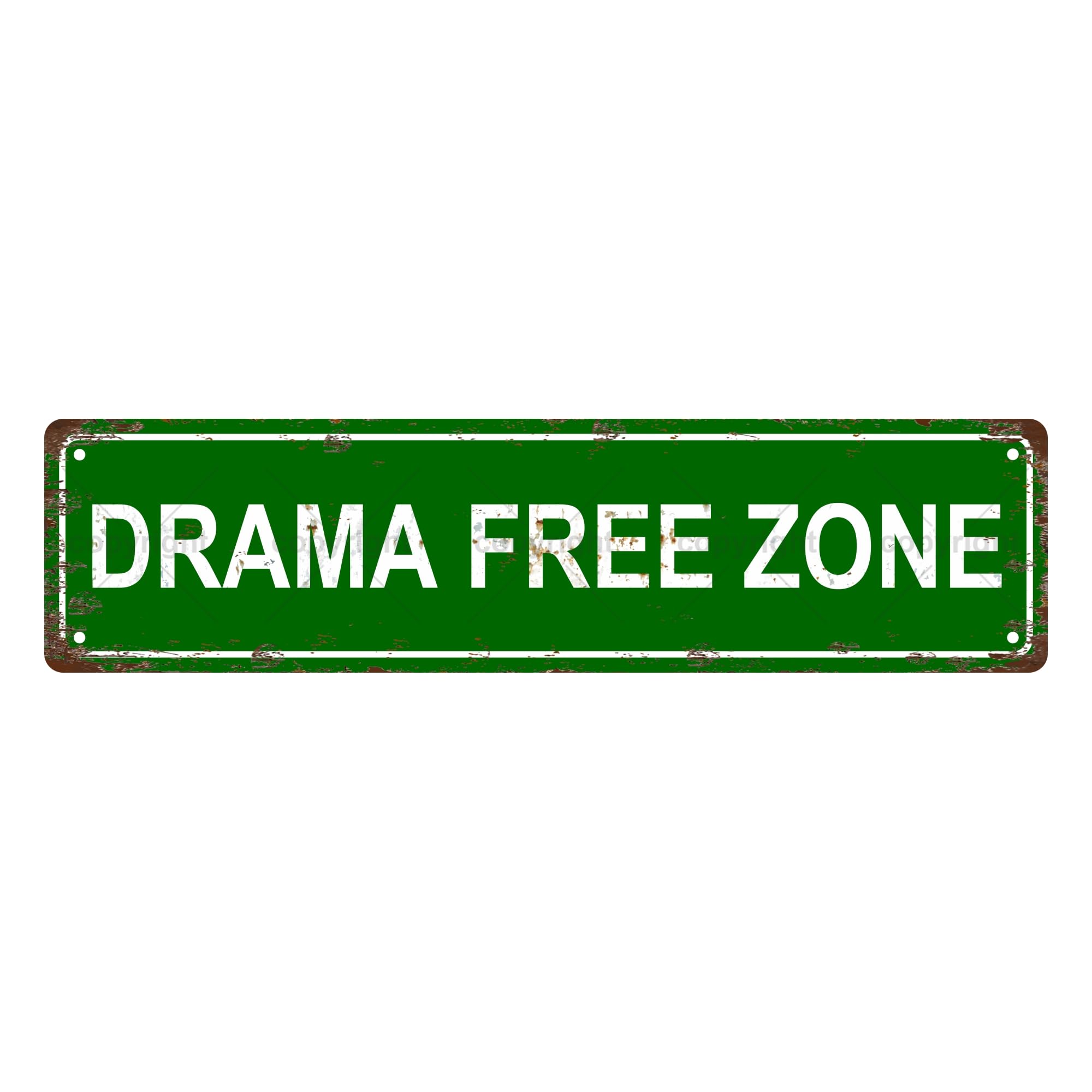 Drama Free Zone Warning Vintage Metal Tin Sign,Street Sign,Home Decor,Room Decor,Wall Decor,Bathroom Decor,Bar Decor,Cafe Decor,Garage Decor,4x16 Inch
