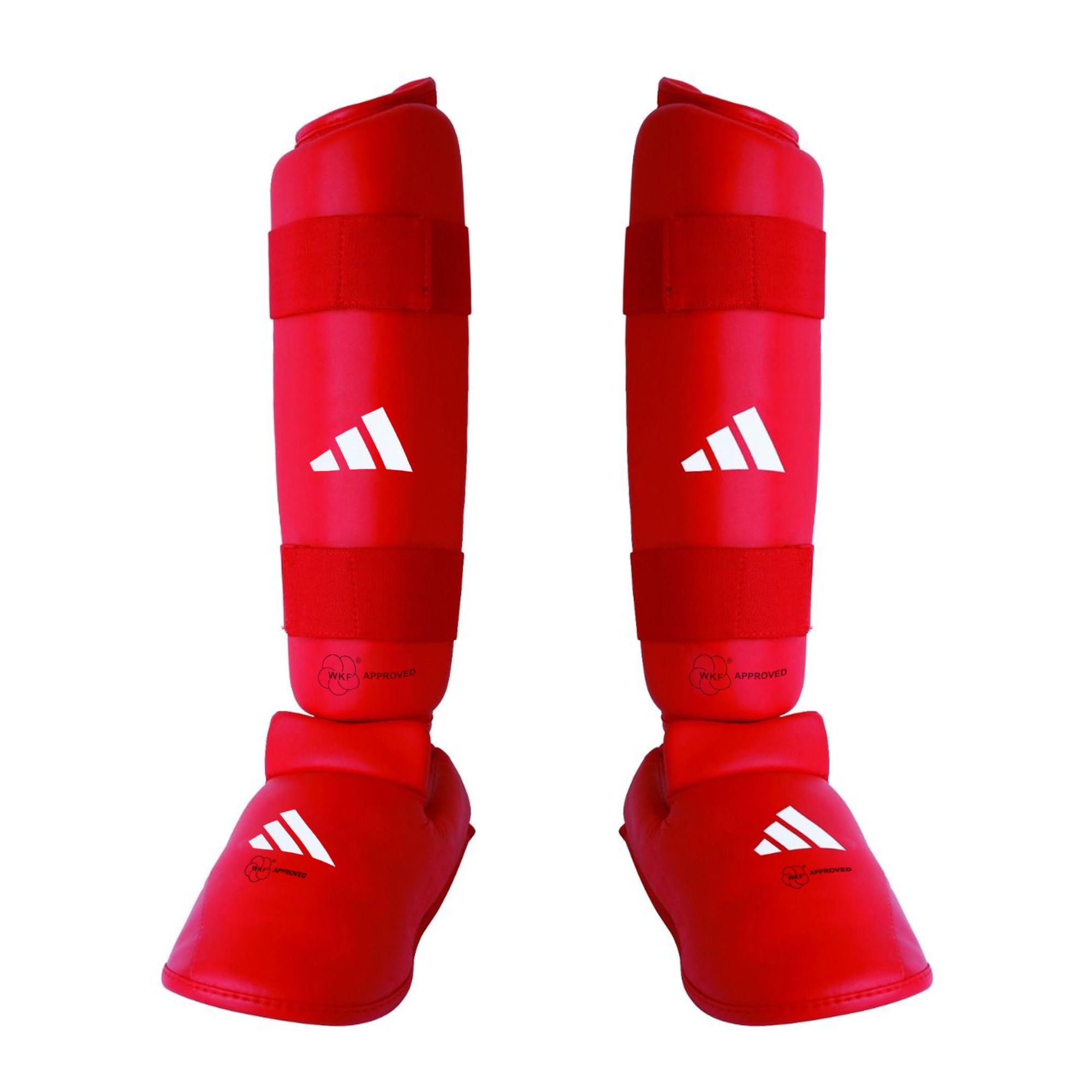 adidas WKF Karate Shin And Removable Instep Pads (Red Medium)