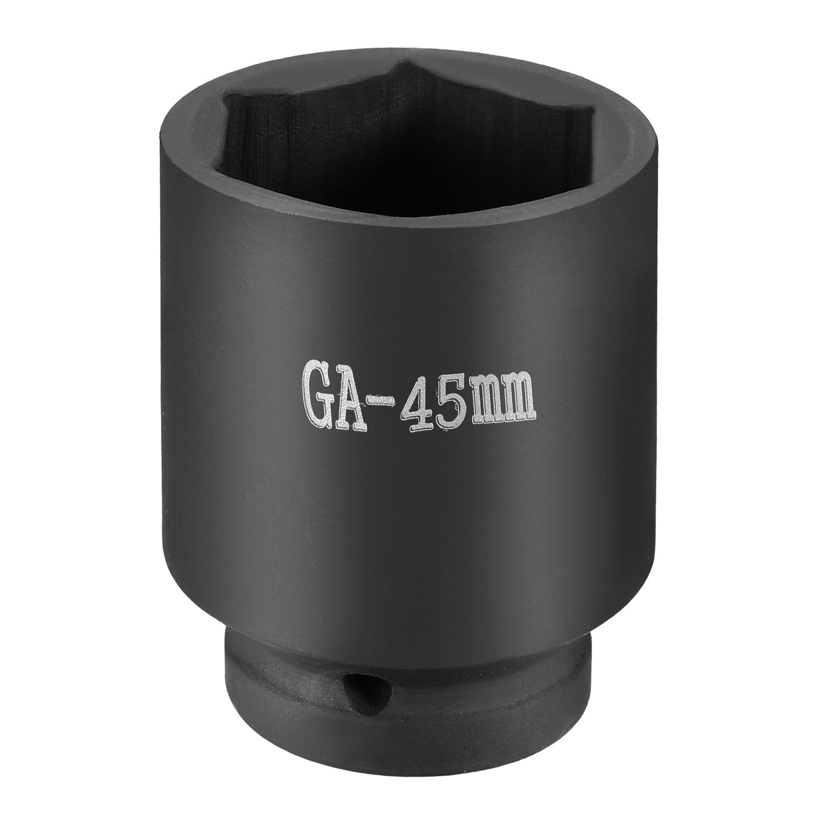 sourcing map 6 Point Impact Socket 1" Drive 45mm Metric Socket CR-V Steel Spindle Axle Hex Sockets for Machine Shaft Nuts Bolts Repair, Black