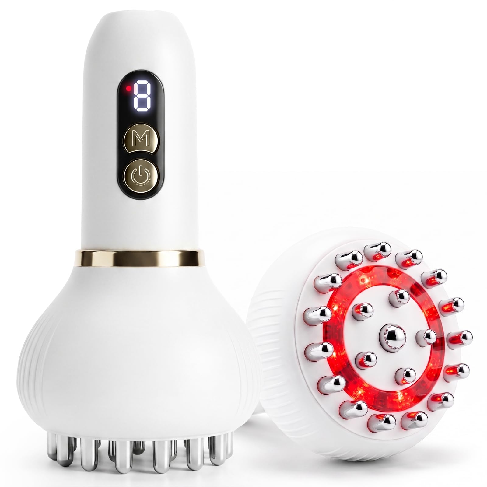 Photo 1 of FEEOLA Lymphatic Drainage Massager & Cellulite Massage Tool, Helps Reduce Stretch Marks & Cellulite, for Legs, Arms & Belly, Body Sculpting Machine with Light, Heat & Vibration, White