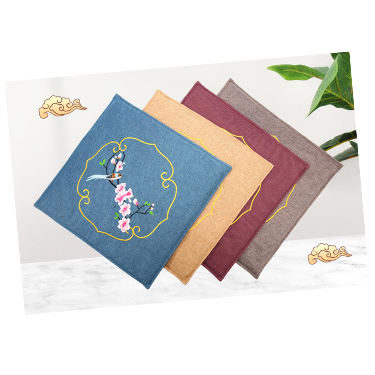 FRCOLOR Cuscino Riscaldante Elettrico in Cotone e Lino Disegno Stampa, Moxa Cushion per Casa e Ufficio, Cuscino Termico Forte Permeabilità