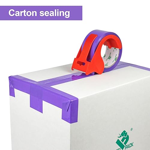 Miniatura 4 de BOMEI PACK Cinta de embalaje púrpura con dispensador, 2.4 mil 1.88 pulgadas x 60 yardas, 6 rollos de repuesto de cinta de caja de color para