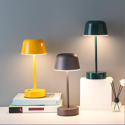 Miniatura 7 de Lámpara de mesa pequeña de hongo inalámbrica recargable, con puerto USB, atenuación táctil de 3 colores, temperaturas de 2700 K, 3500 K, 5000 K,