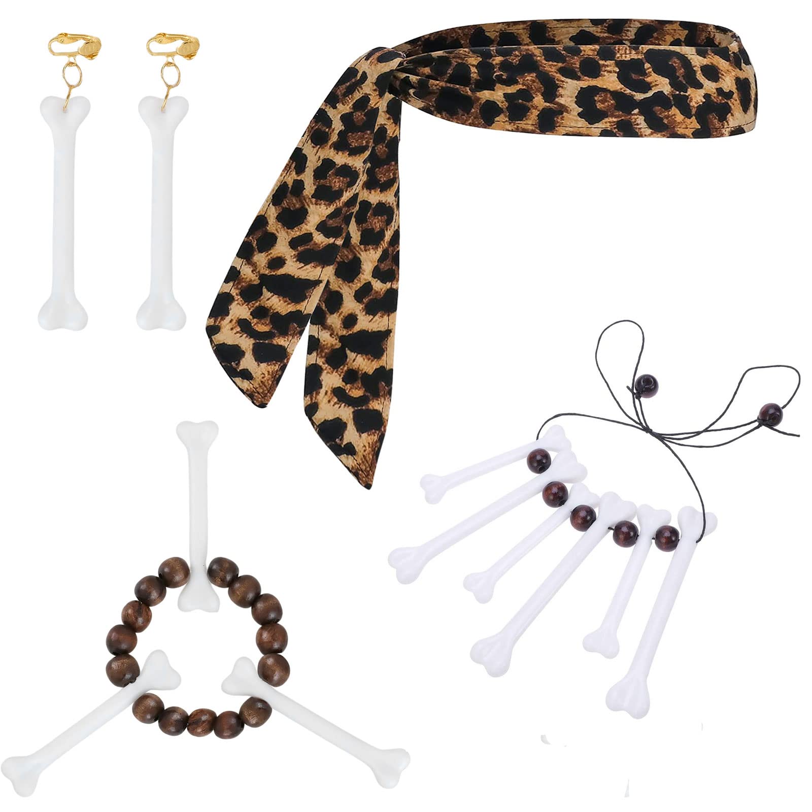 Costume D'homme Des Cavernes Gonflable - Kit 6 Pièces : Masse, Collier, Bracelets, Bandeau, Boucles D'oreilles