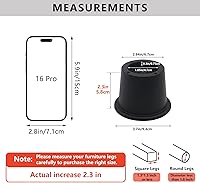 Vista 2 de Paquete de 4 Elevadores de Muebles Elevadores de Cama Negros de 2 Pulgadas, Elevadores de Cama para Sofá, Sillón, Escritorio, Elevadores de Marco