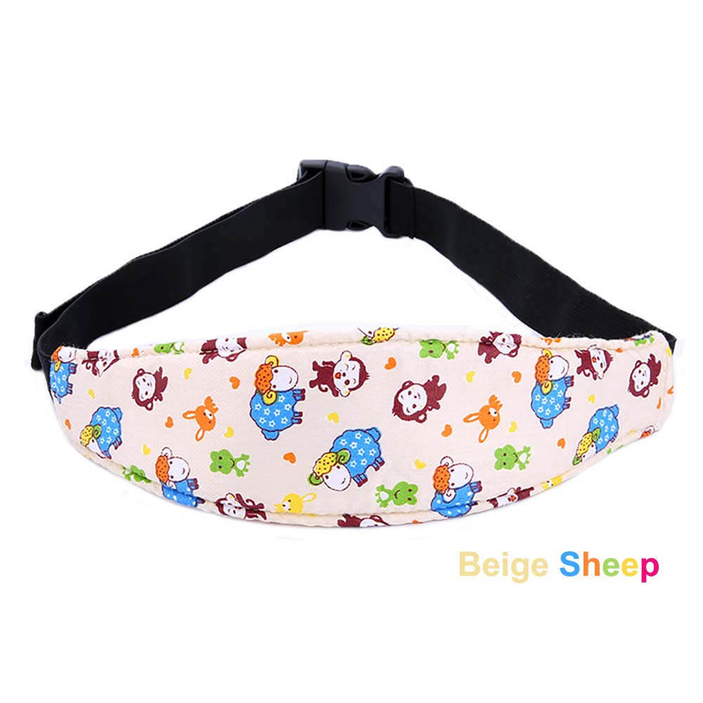 2-Pack Baby Head Support, Adjustable Toddler Infant Stroller Safety Seat Head Support Neck Relief Holder Belt Sleep Nap Safety Positioner by Rely2016 (Beige-Sheep)