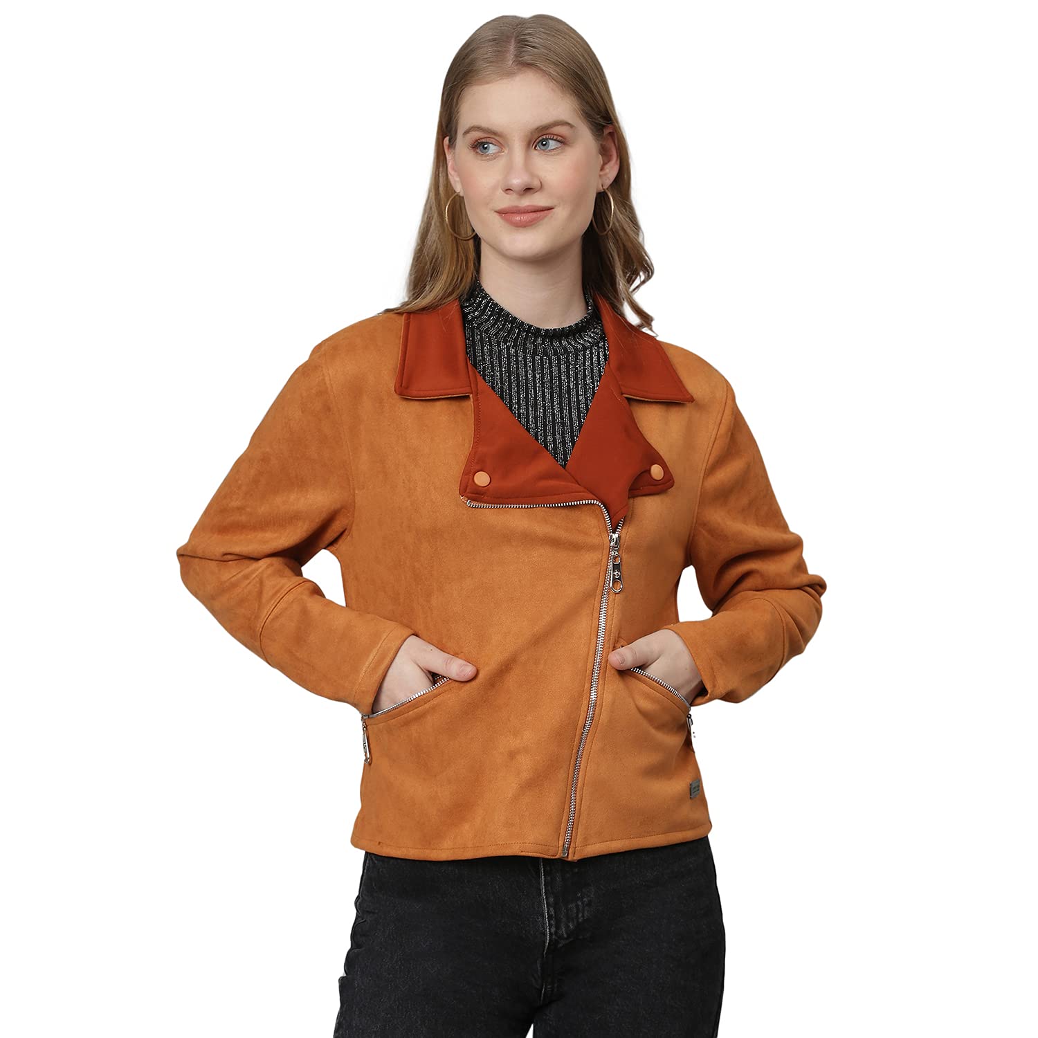 Suede Womens Standard Length Jacket-image-25