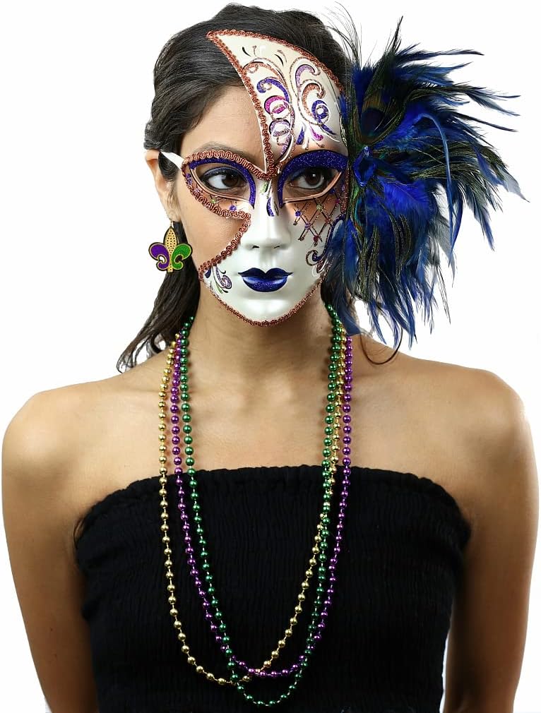 Mardi Gras Earrings for Women,Sequins Fabric Evil Eye Donut Fleur De Lis Dangle Earrings Carnival Theme Drop Earrings Holiday - Image 3