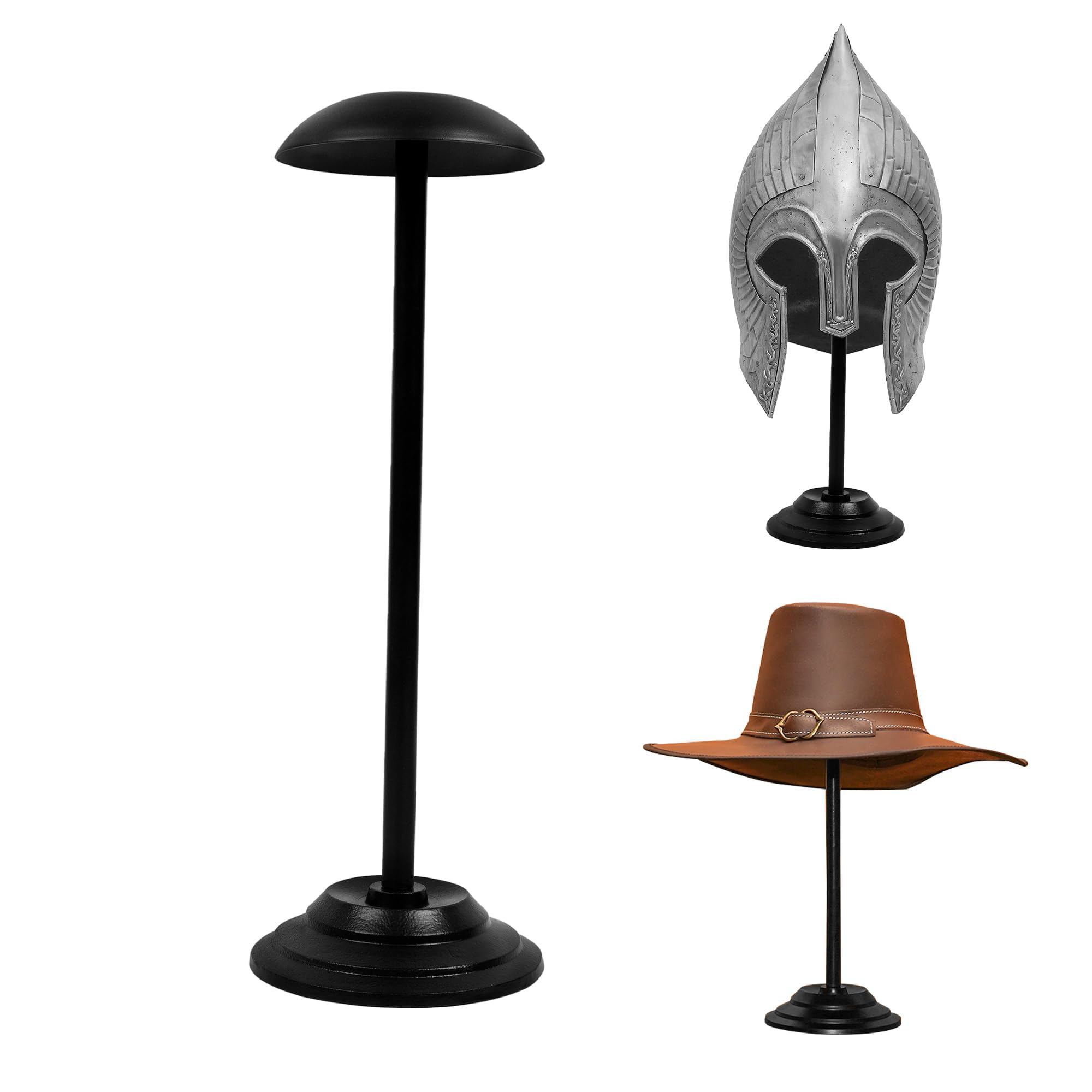 Lord Of Battles 17 Inches Helmet Stand Iron Helmet Stand Hand Forged From Iron Medieval Helmets Stand Roman Helmets Norman Helmets Display Décor Accessory Black Finish (17 Inches Helmet Stand)