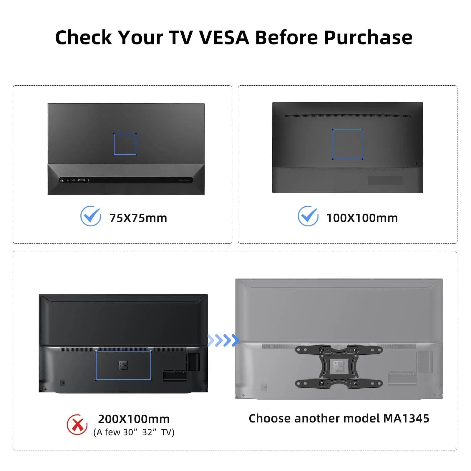 Suptek Monitor Wall Mount Full Motion for 13-32-34” Screens TVs VESA 75/100 — Amazon image 2
