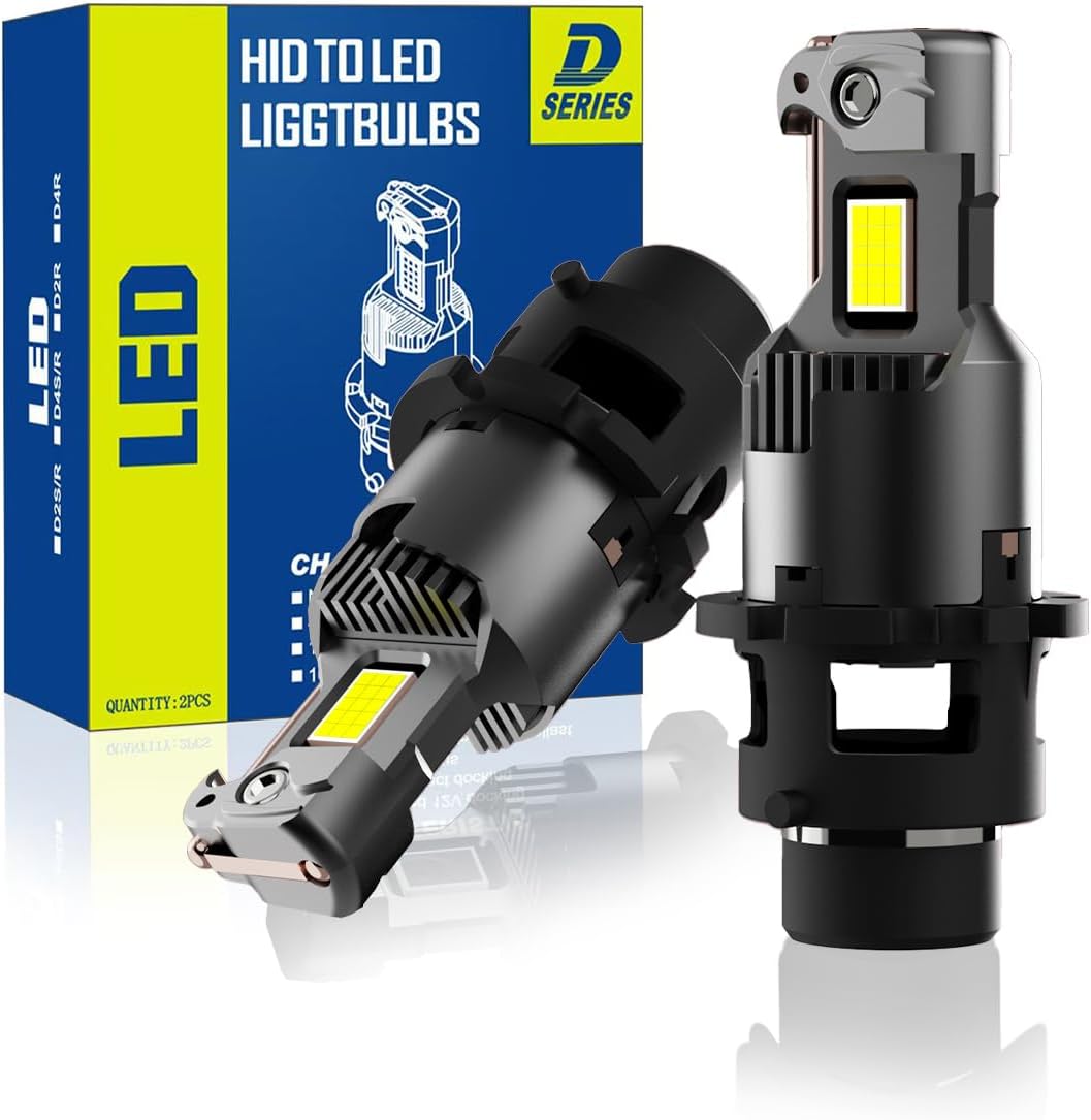 D2S D2R LED Bulbs, 24000Lumens 600% Brightness, 6000K Cool White Light, Plug and Play Fog Light Bulbs, Xenon HID Replacement, 85122 66240 66040 Fog Light Bulb Conversion Kit - Pack of 2