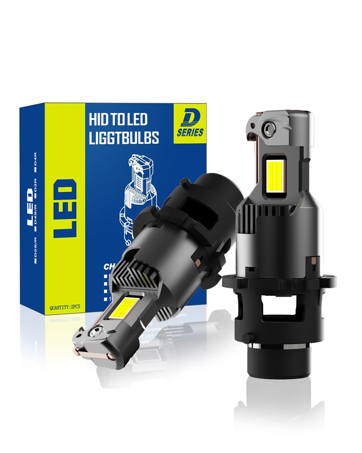 AUTOGOOD D2S D2R LED Bulbs, 24000Lumens 600% Brightness, 6000K Cool White Light, Plug and Play Fog Light Bulbs, Xenon HID Replacement, 85122 66240 66040 Fog Light Bulb Conversion Kit - Pack of 2