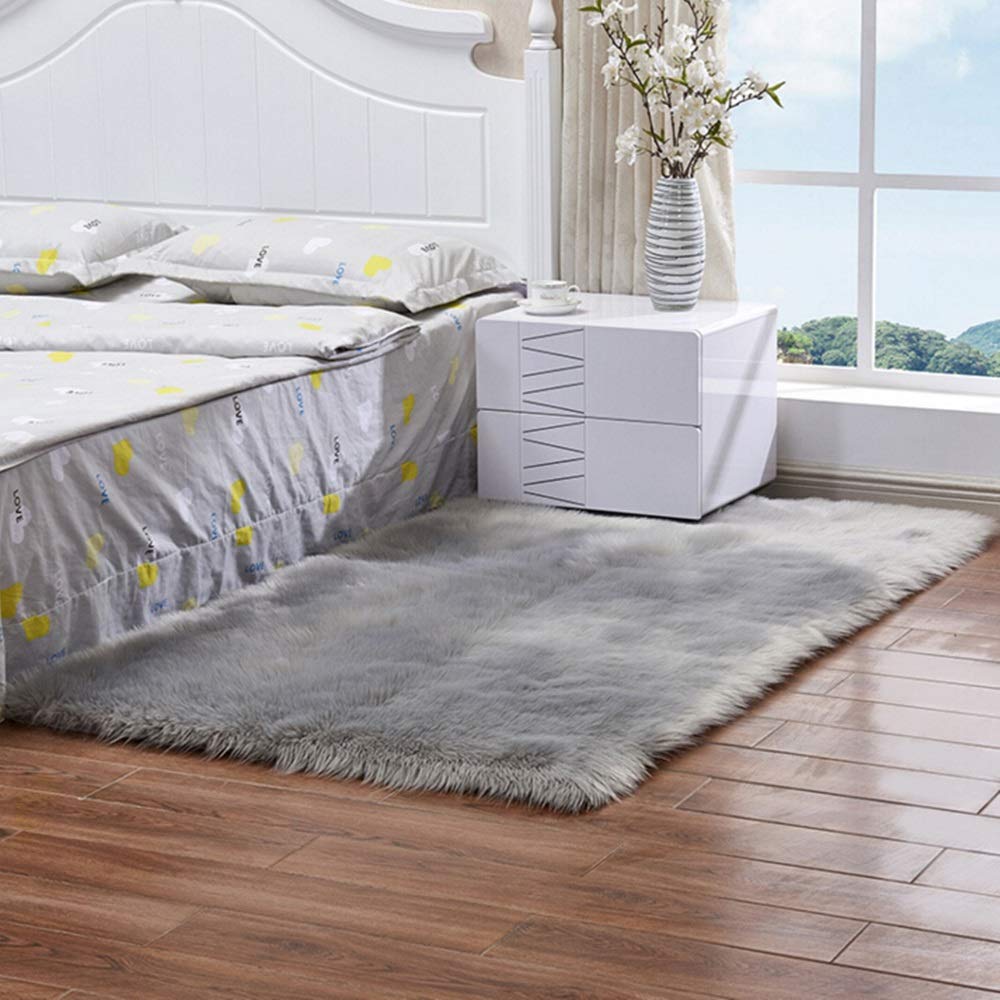 CNFQ Faux Fleece Carpet Soft Faux Sheepskin Wool Rug Wool carpet