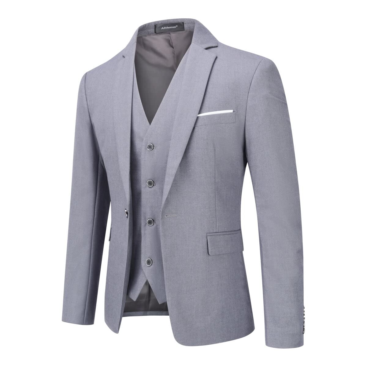 Allthemen Abito da Uomo 3 Pezzi Slim Fit Completo Formale da Matrimonio Un Bottone Giacca Gilet Pantaloni