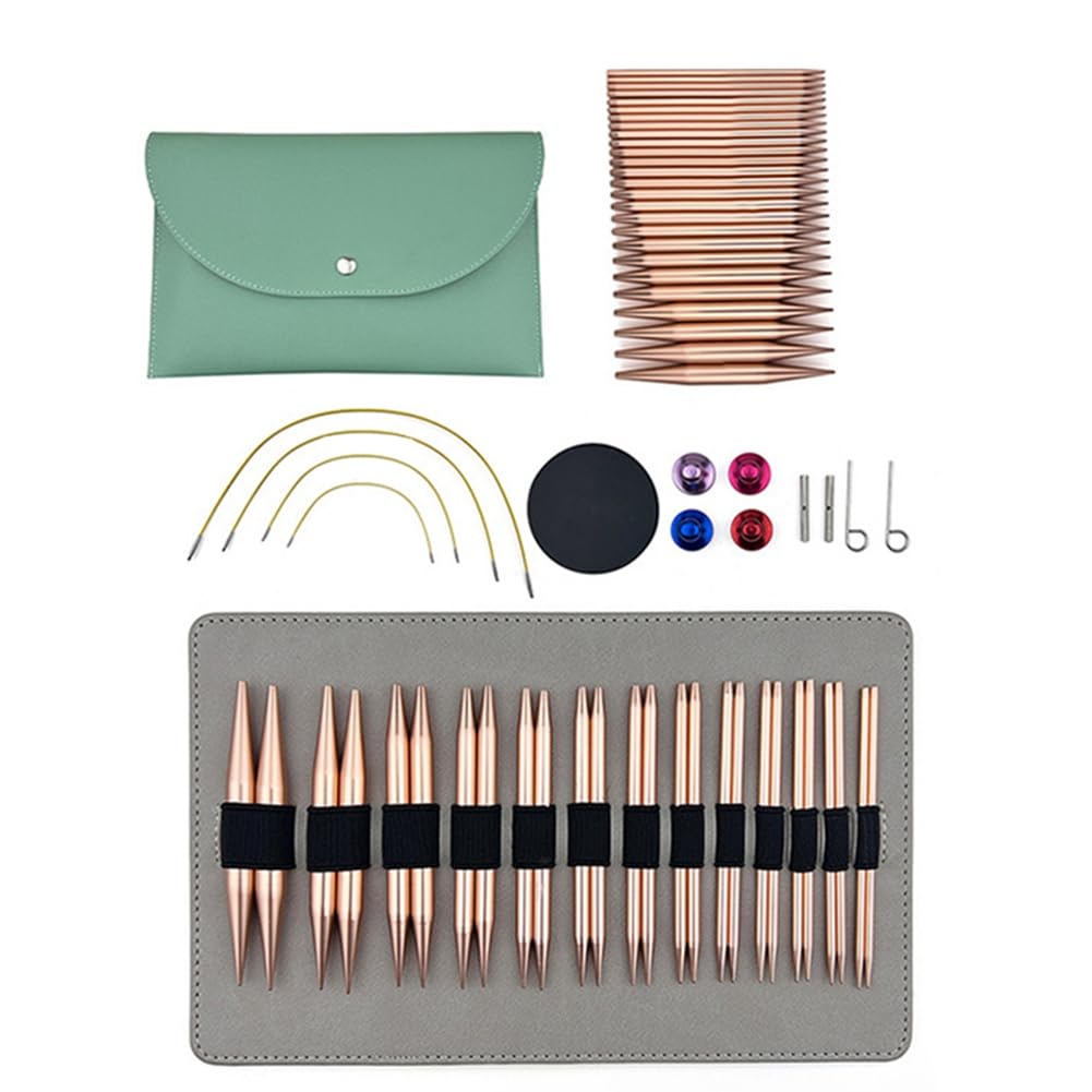 Xuzxinze 13 Pairs of Interchangeable Circular Aluminium Knitting Needles, 3mm-10mm