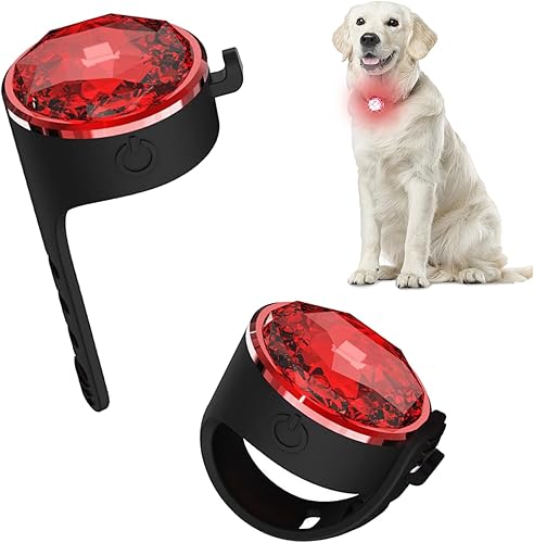 Paquete de 2 luces recargables para collar de perro para la noche, luz multiusos mejorada para perro con banda de silicona 100% impermeable y