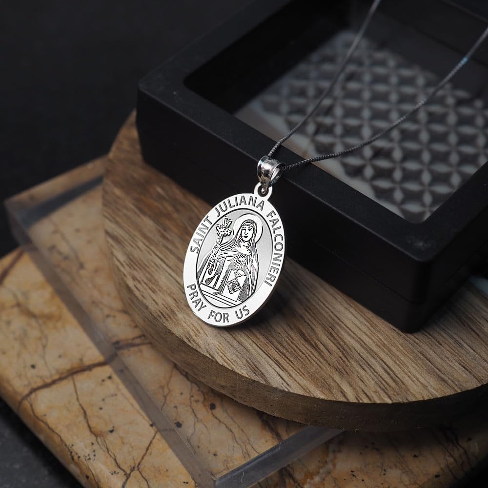 PicturesOnGold.com Saint Juliana Falconieri Religious Medal - 1/2 X 2/3 Inch Size of Dime, Sterling Silver - Image 7