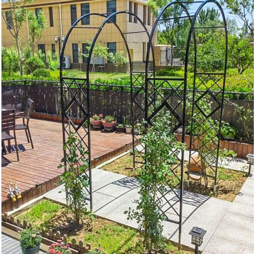 Arco de jardín resistente independiente negro de 280x230 cm para enredaderas 5