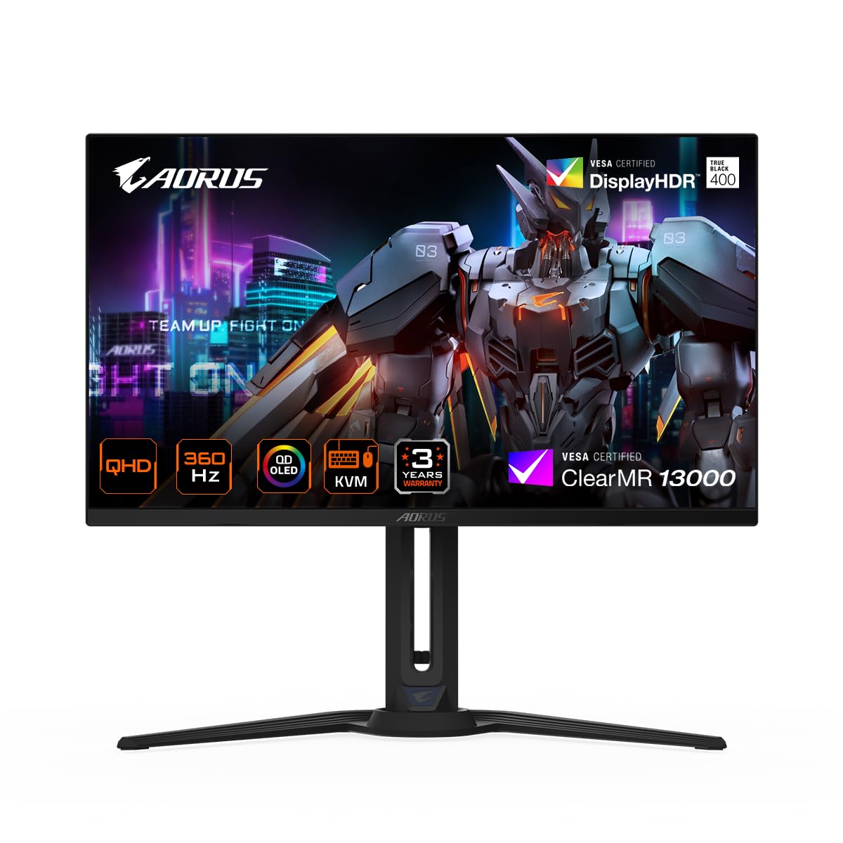 AORUS FO27Q3 27" (26.5") OLED, 2560 x 1440 (QHD), 360Hz, 0.03 ms (GTG), 99% DCI-P3, FreeSync Premium Pro, HDR True Black 400, KVM