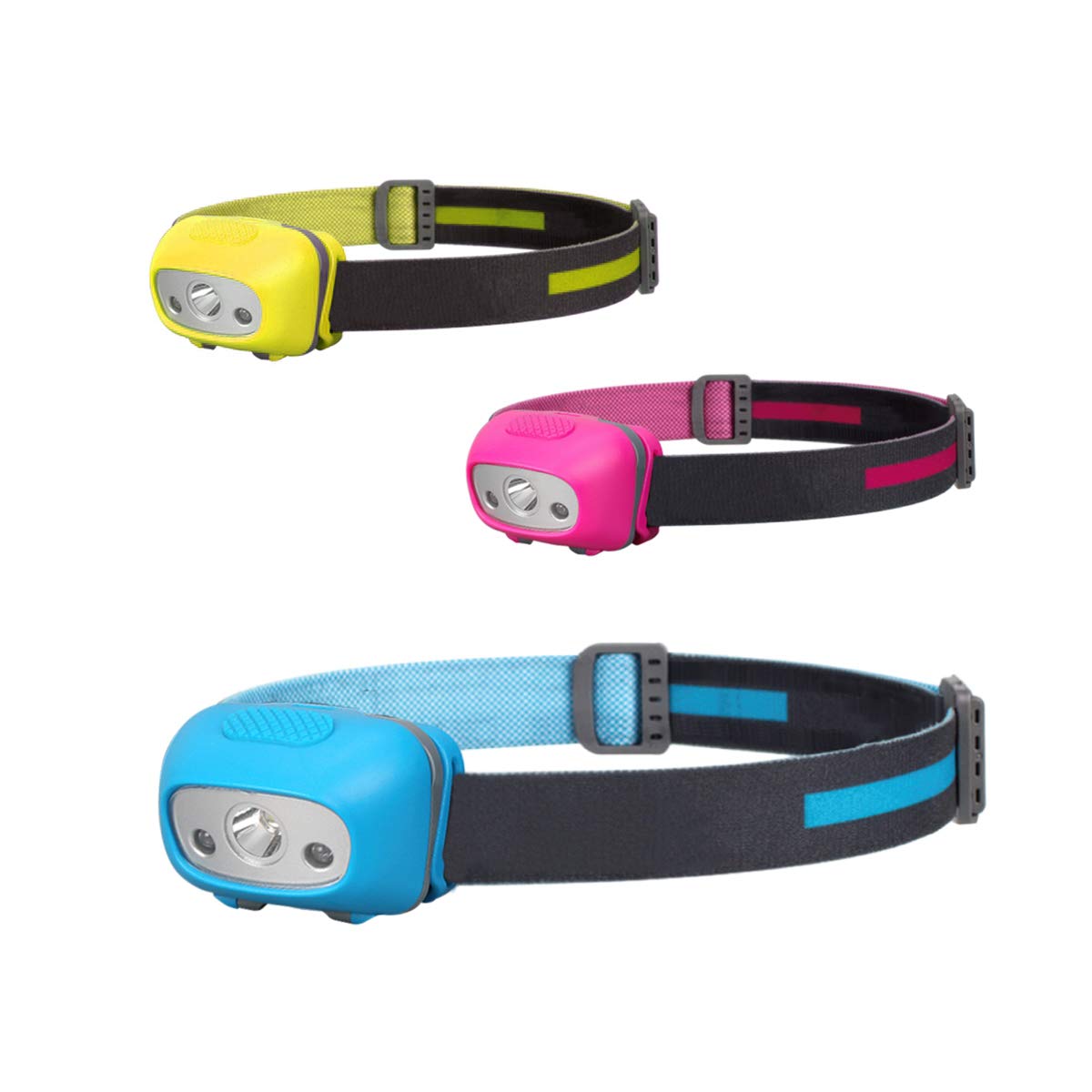 NORYER Head Torch, (3 Pack) Super Bright Headlamps with 4 Modes, Lightweight COB Head Lights for Kids Running Walking Camping Fishing, Cycling,Car Repair, 120 Lumens