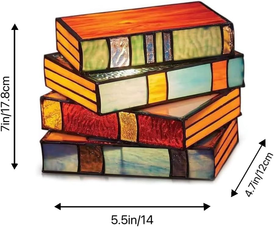 Stacked Books Lamp Home Decor Nightstand Table Lamp Glass Vintage Reading Book Lamp Stained Resin for Household Reading Light
