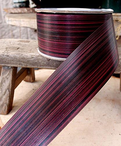 4" x 50Y Variegated Aspidistra Ti Leaf Floral Ribbon - Magenta/Black