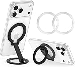 Phone Ring Holder for Magsafe Phone Grip iPhone 17 16 15 14 Air, Magnetic Cellphone Grip Finger Ring iPhone Kickstand for Magsafe Case Accessories Mag Car Mounts for Samsung S26 S25 S24, Sliver