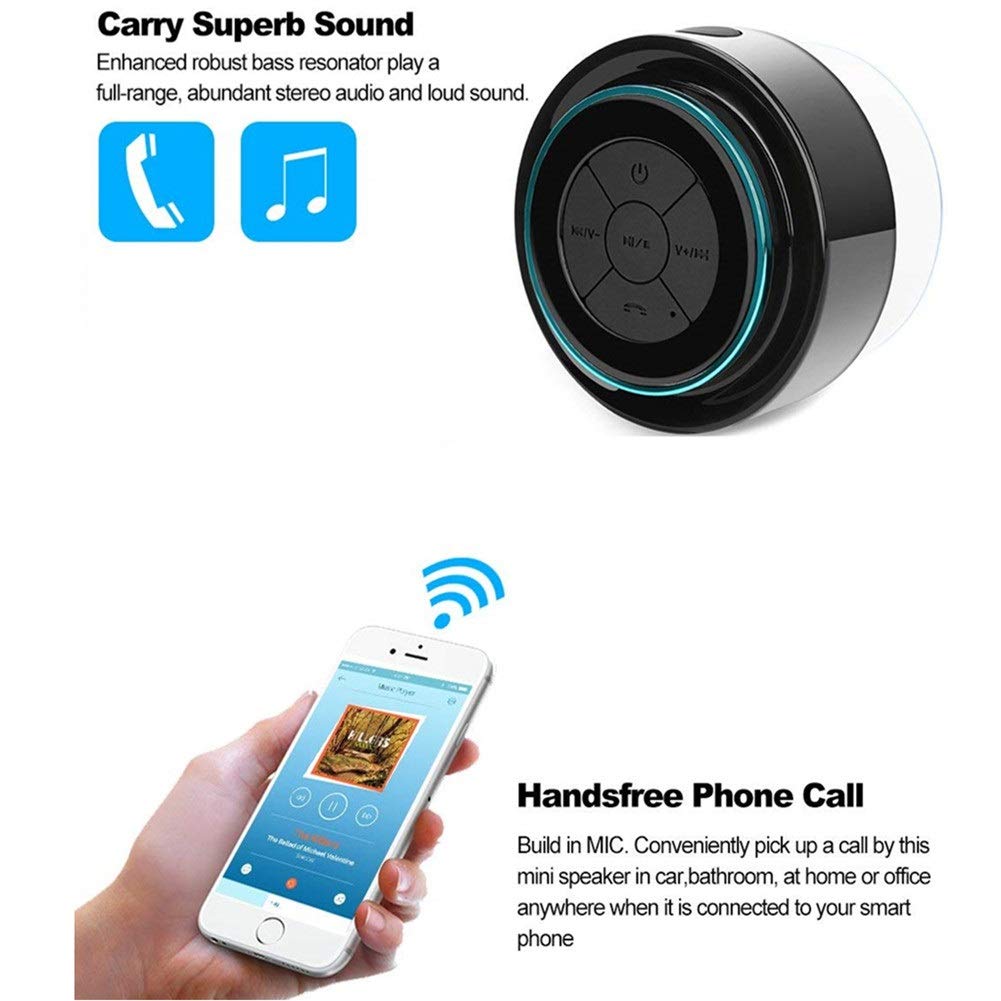 Enceinte Bluetooth Portable Imperméable IP67 Format de Poche Mains Libres Bluetooth 3.0 pour Douche de Plage et Plein Air (Couleur : Or)