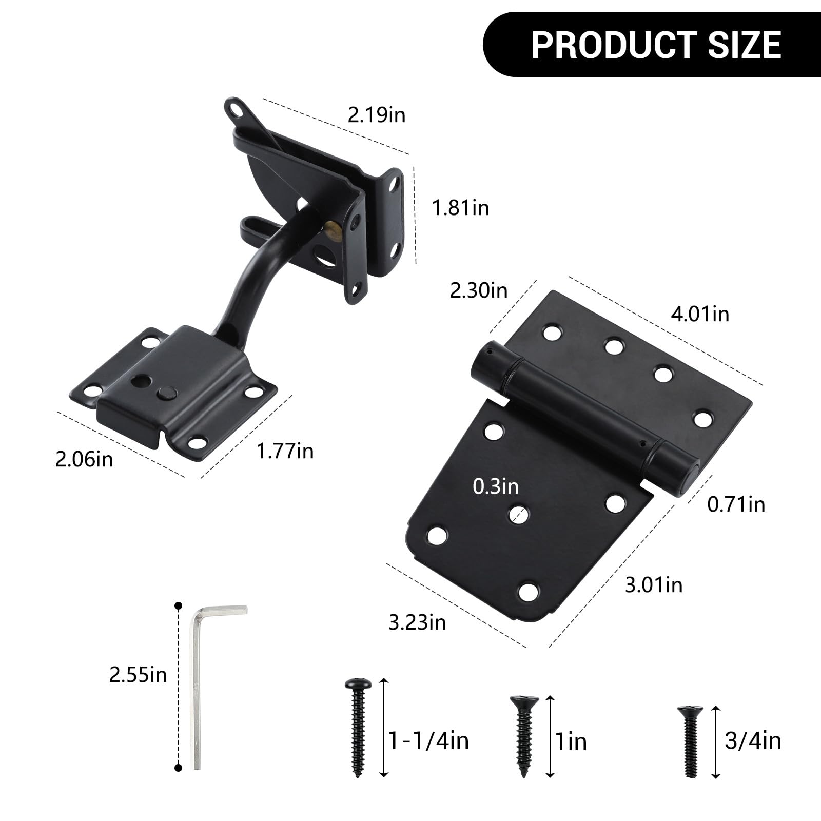 HOME MASTER HARDWARE Zestaw samozamykających się bram, czarny - zawiasy sprężynowe 3,5 cala, 2 szt. + samoregulujący się zatrzask do bramy, 1 opakowanie