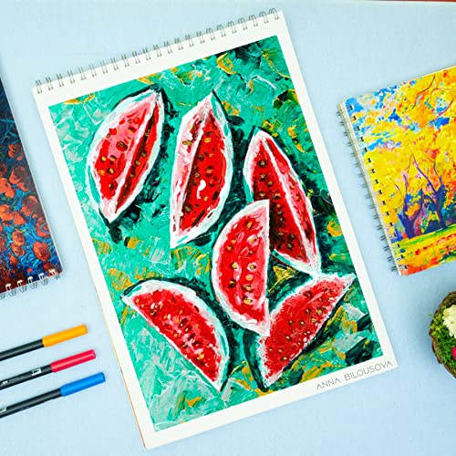 Image of MENORAH - A3 Drawing Book - Sketch Pad | 140 GSM | (100 Pages /50 Sheets)| Metal Wire-O Bound Drawing Notebook | (29.7 X 42.0 Cm)- Blossom Valley Design