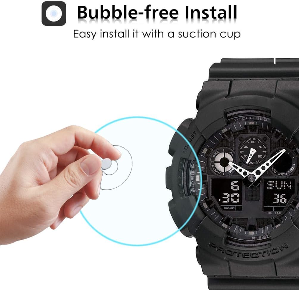 3 Pack Compatible for GA100 Screen Protector Tempered Glass for GA-100 Watch Screen Protector Foils Glass Anti-Scratch Anti-Fingerprint Bubble Free - Image 3