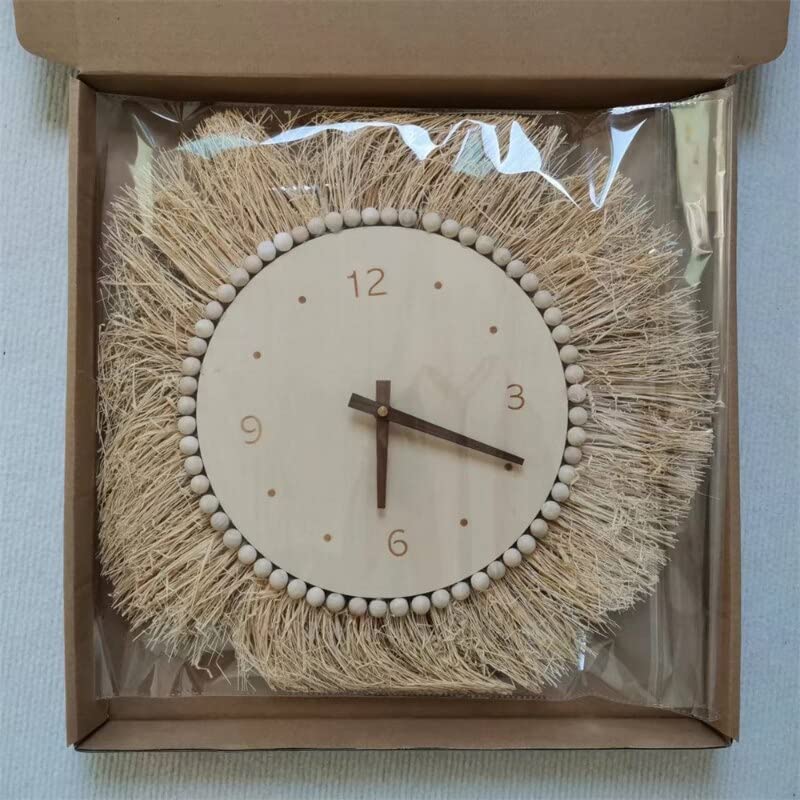 Amazon｜リビングルームの装飾のためのラフィアモダンな時計付き