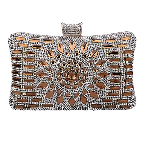 Luckywe Women Fashion Clutch Purse Organizer Wallet Handbag Rhinestone Crystal Evening Bridesmaid A24 Gold