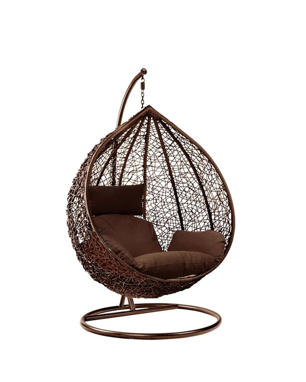 Rattan Swing Egg Chair | Holywarm Garden Swing Chair with Cushion | Indoor Outdoor Hanging Chair with Stand | Hammock Egg Chairs for Garden Bedroom Balcony (Brown Egg Chair + Brown Cushion) — image 1