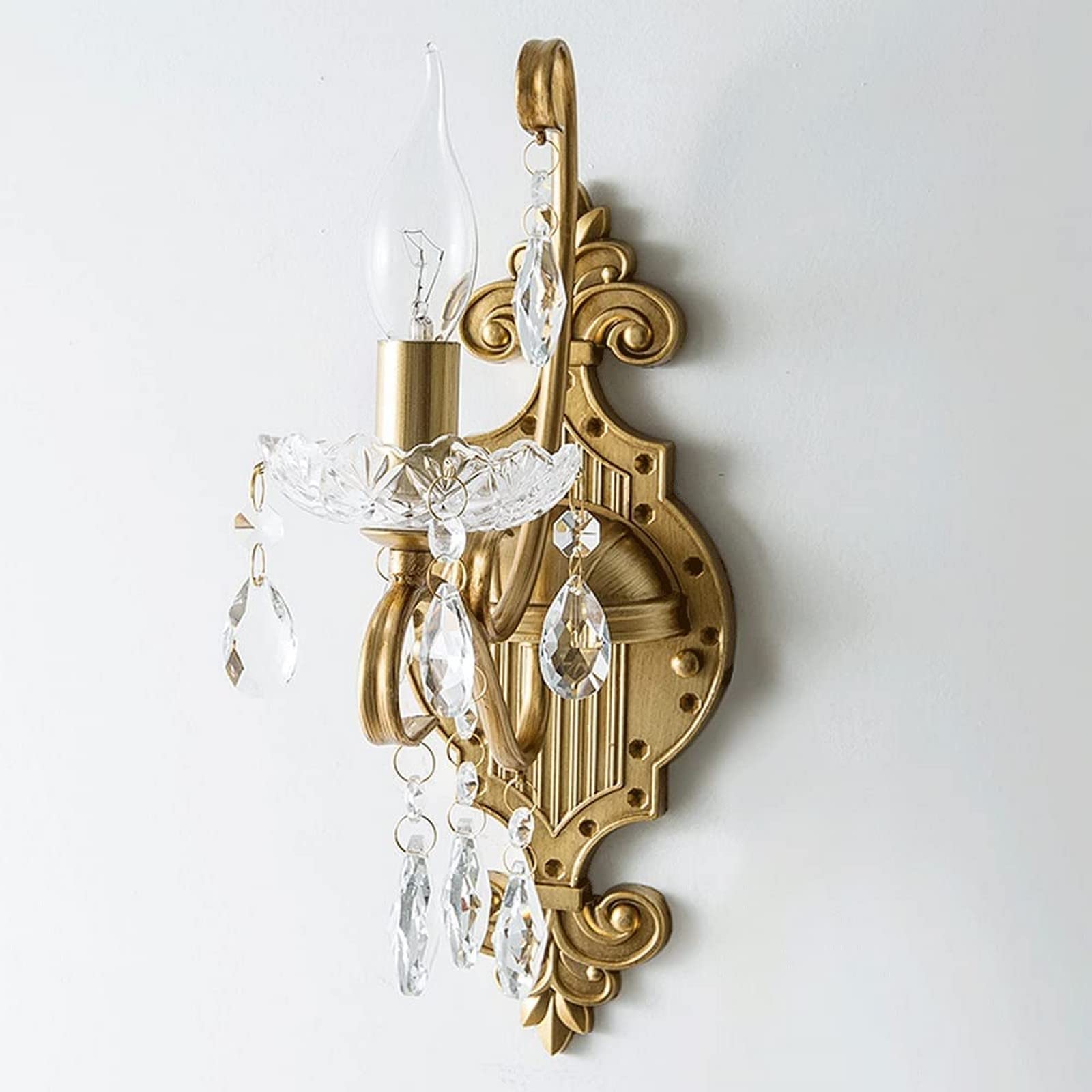 Lampe de chevet de chambre LED rétro avec cristal et fer