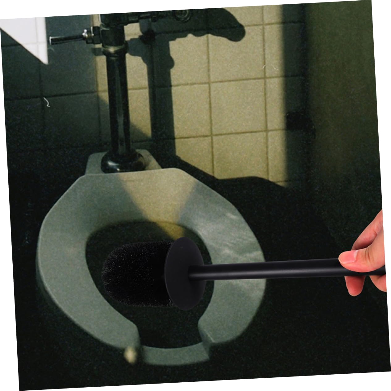 Escobilla de Baño y Soporte 2 Juegos Aluminio Plástico Limpieza WC | Montaje sin Perforación, Mango Largo Ergonómico, Cerdas Suaves para Hoteles y Baños Domésticos