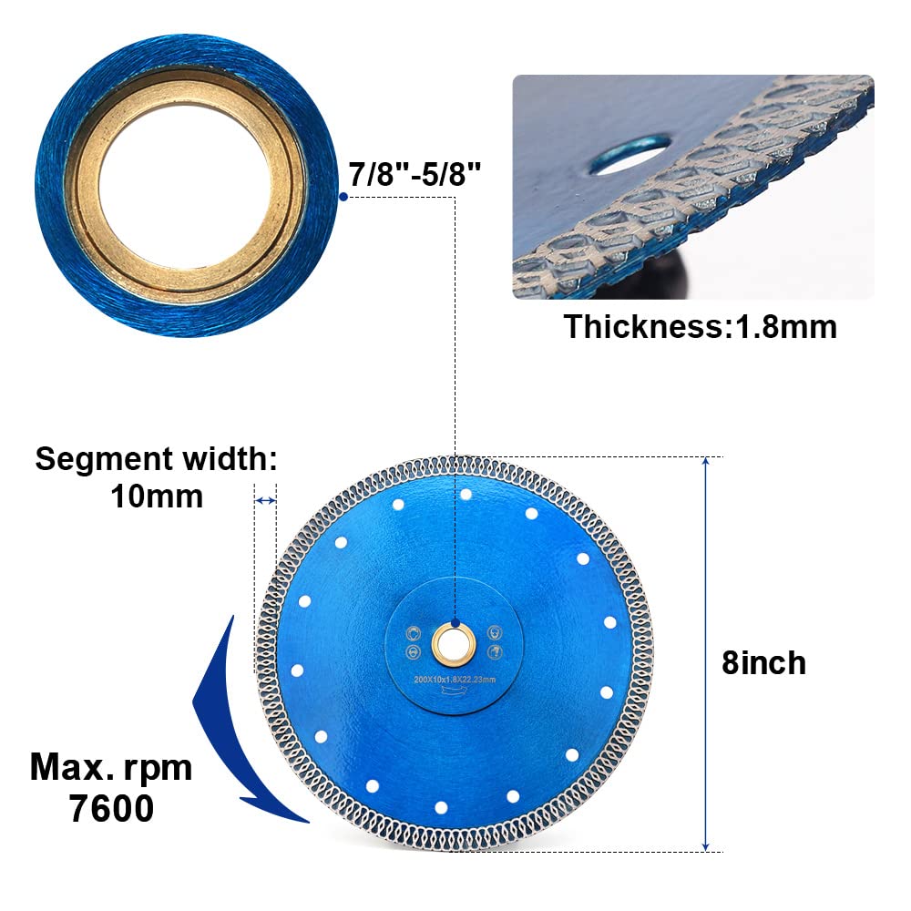 Solidure 180mm Diamond Cutting Discs,Super Thin 7 inch Turbo Cutting Diamond Blade for Granite Marble Ceramic Tiles - Image 3
