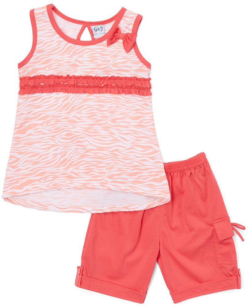 ToBeInStyle Girl's Two Piece Summer Set Cute Tee Top and Matching Shorts Adorable Outfit
