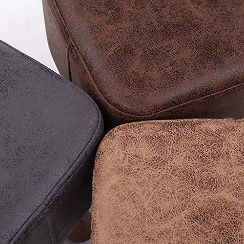 Repose-Pieds Ottoman en Cuir Rembourré avec Pieds en Bois - 5