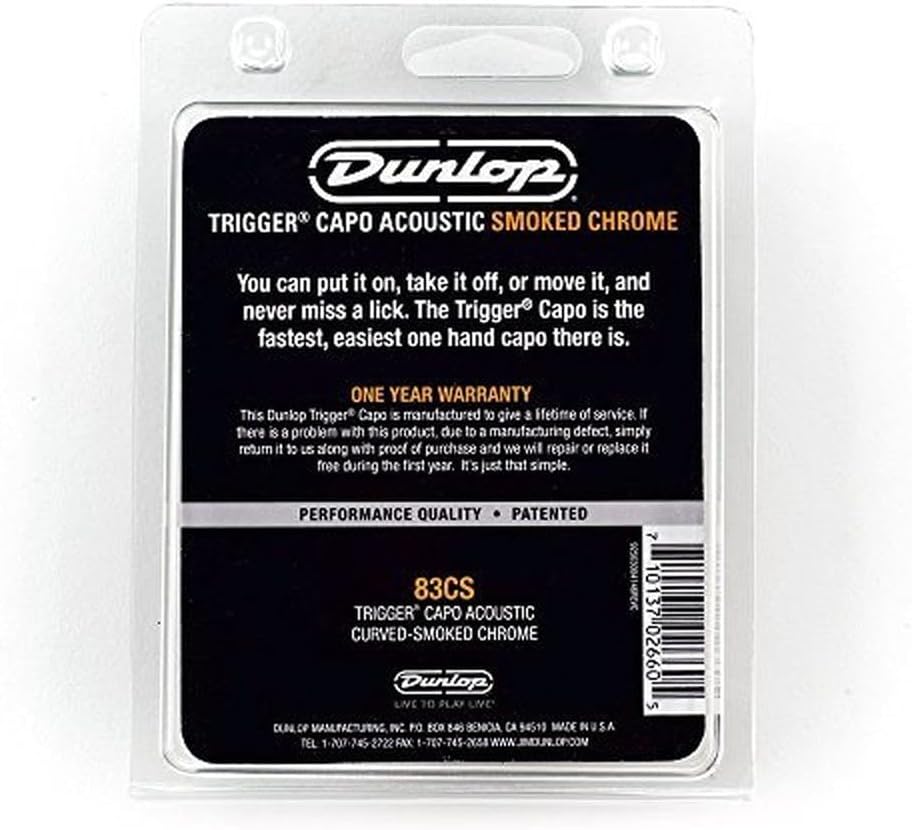 Dunlop Acoustic Trigger, Curved, Smoked Chrome Guitar Capo (83CB)