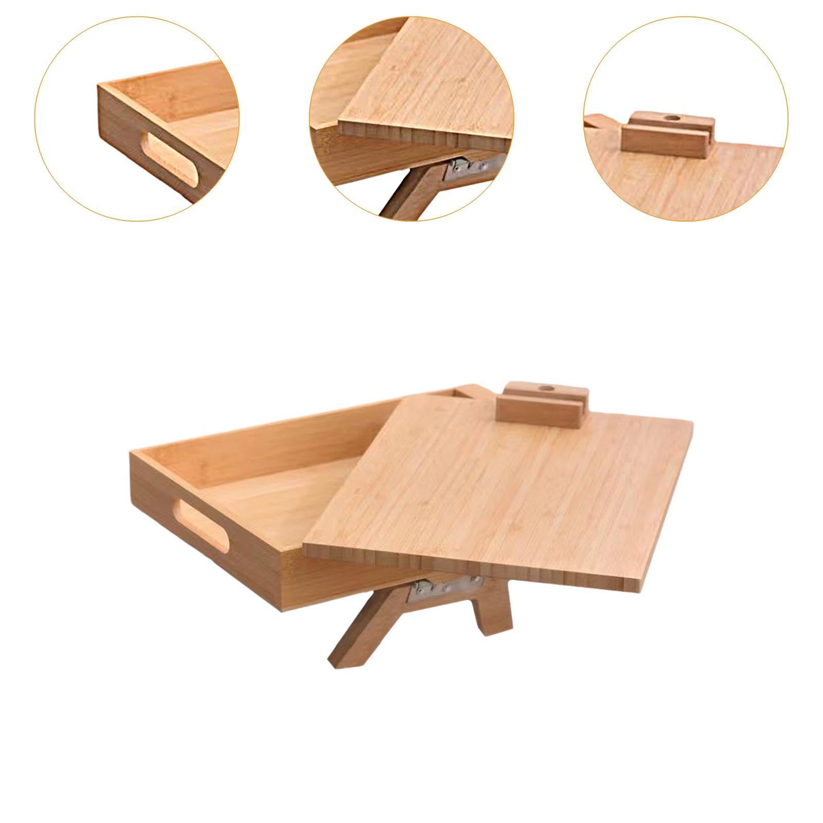 Bandeja de Madera para Reposabrazos de Sofá, Mesa Auxiliar para Mando a Distancia, Taza, Aperitivos.