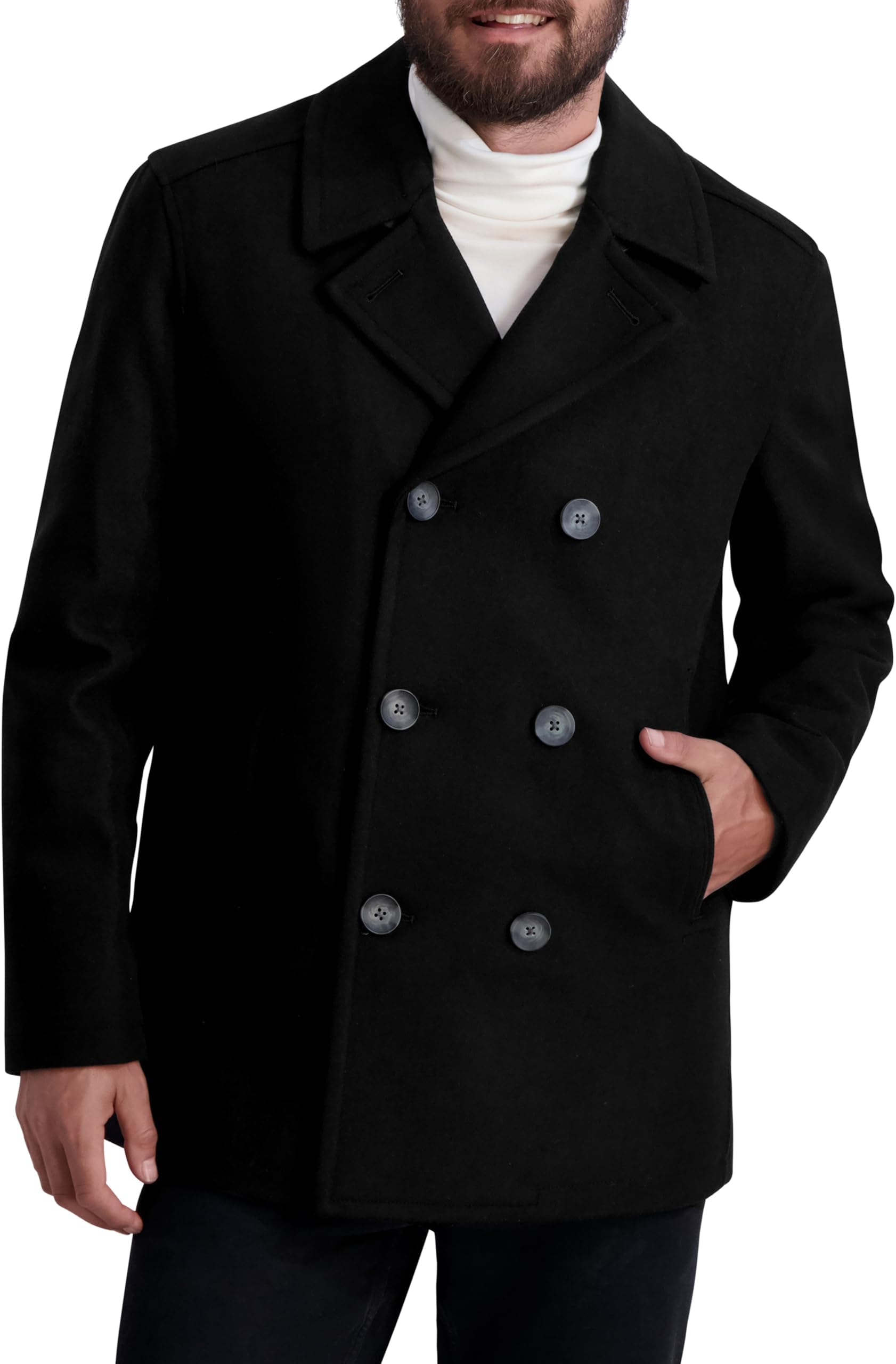 Men's Wool Blend Peacoat – Double-Breasted Winter Coat, Regular, Big & Tall Sizes