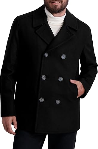 Nautica Men's Wool Blend Peacoat – Double-Breasted Winter Coat, Regular, Big & T