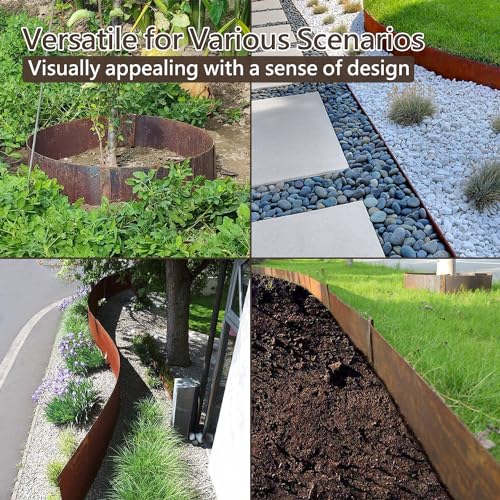 BUYYAH Cor-Ten Steel Landscape Edging with Rust Patina Finish, Pre-Rusted Cor-Ten Steel Landscape Edging, 42 inch Strips, 6 inch Depth (12 Pack) - Thumbnail 3